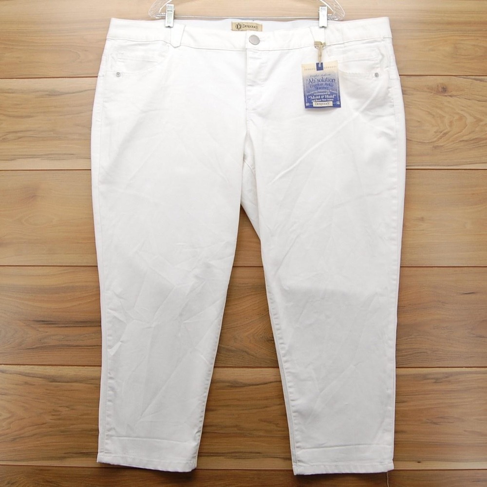 Democracy Jeans Womens 24 Plus White Ab-Solution Freedom Ankle Skimmer Stretch